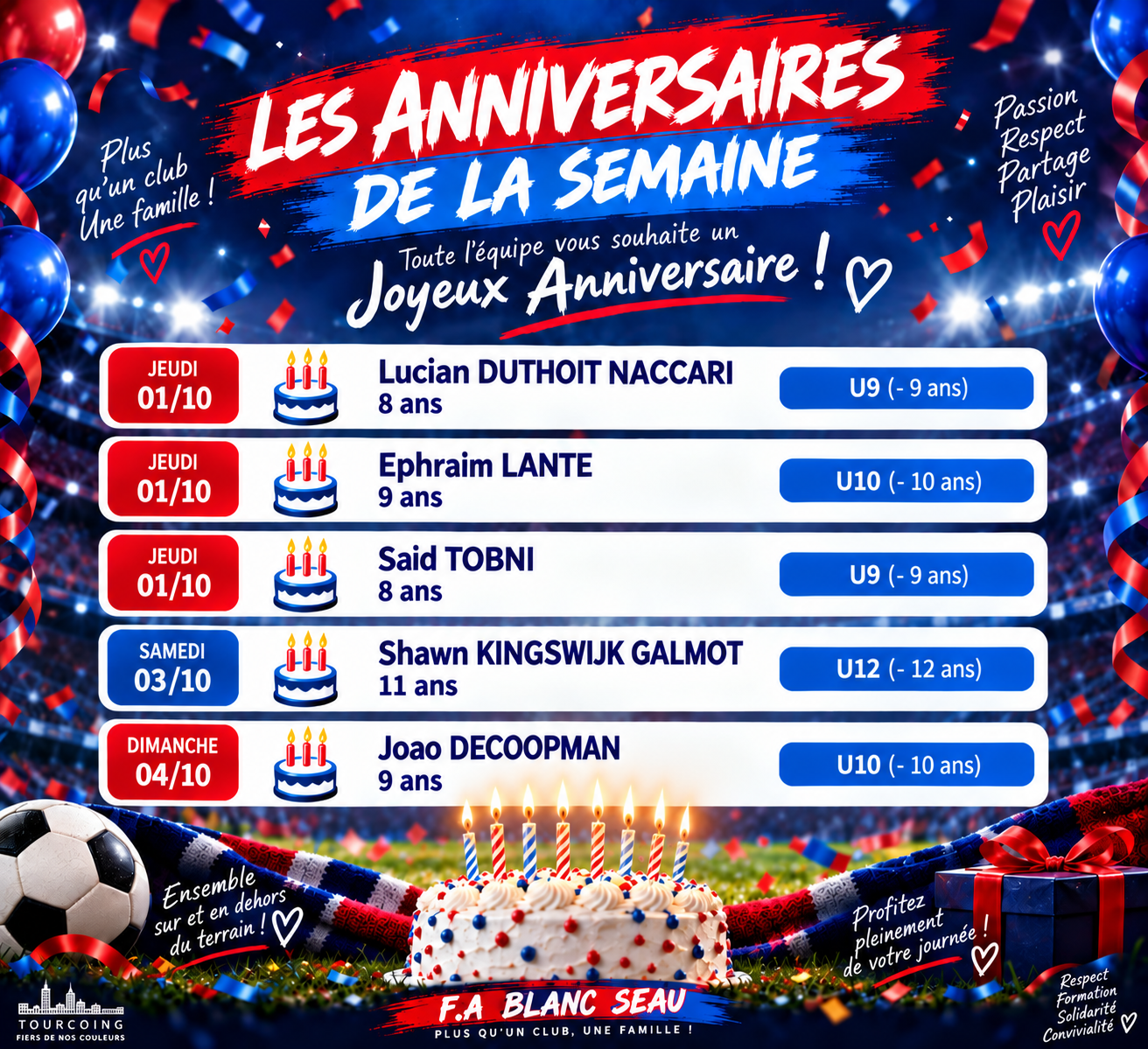 Anniversaires du club en fete a actualise