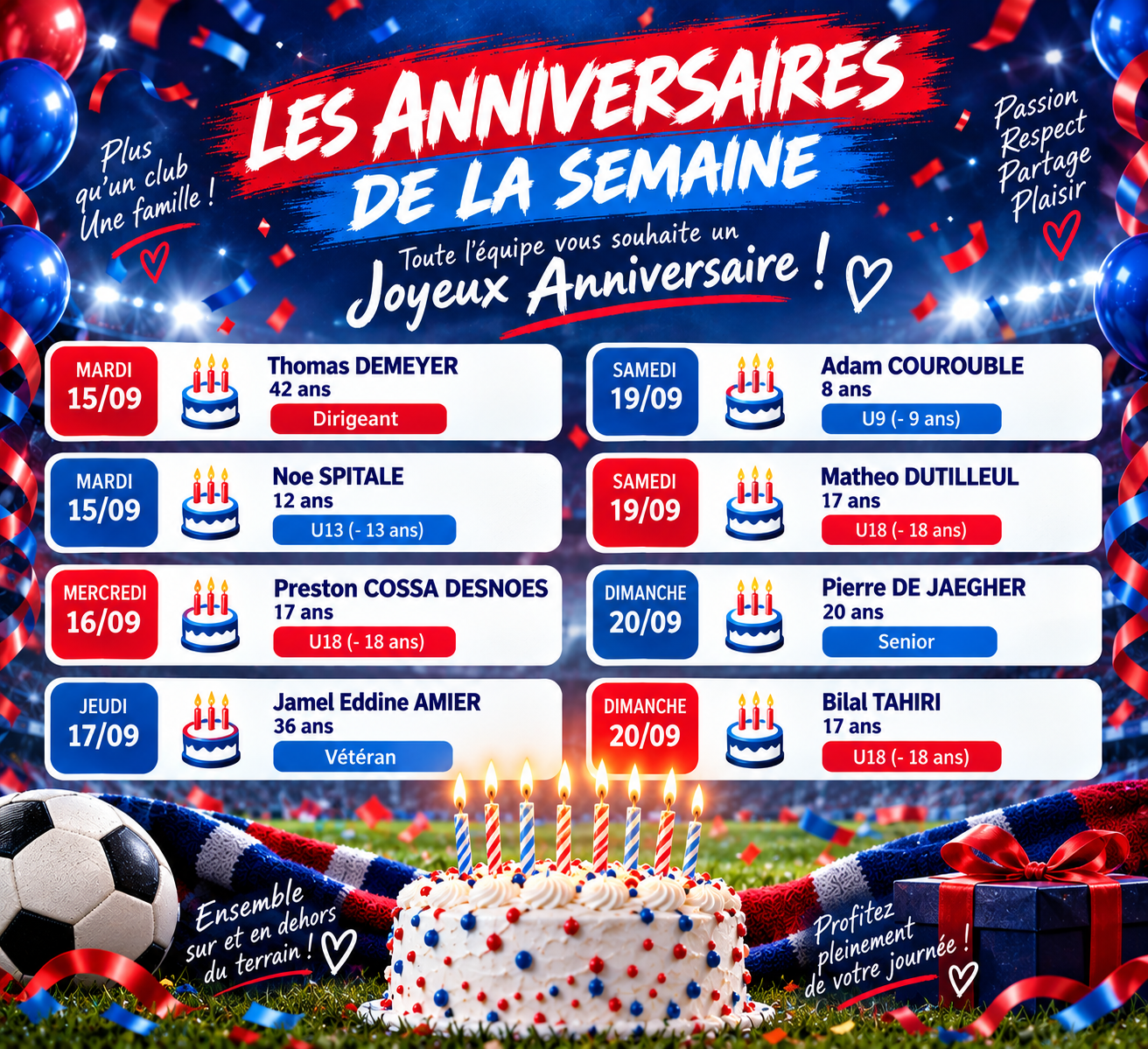 Anniversaire de la semaine