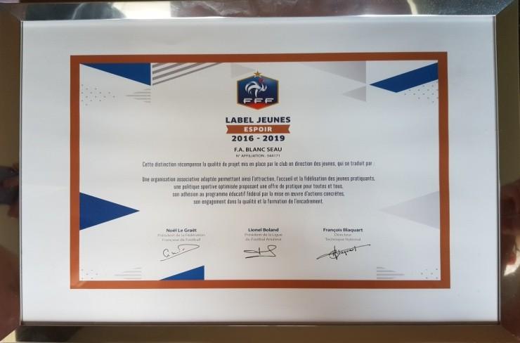 Label Jeunes FFF masculin 2016